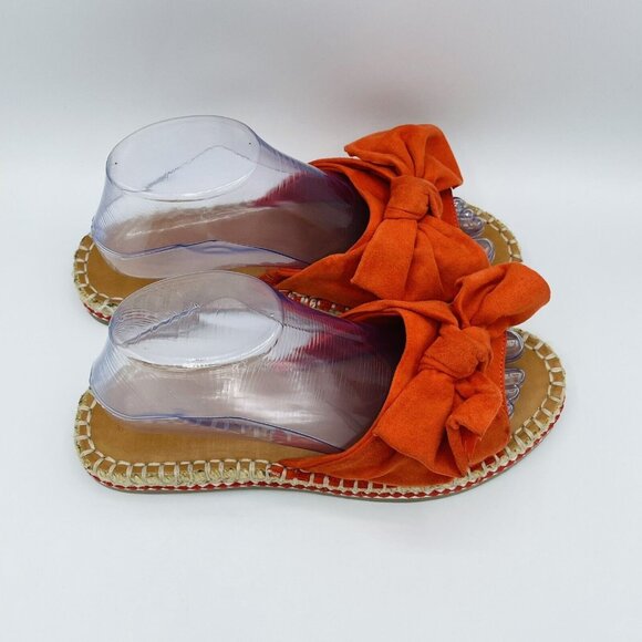 Universal Thread Sandals Womens Size 8.5 Orange Bow Espadrille Flat Comfort - Picture 3 of 12
